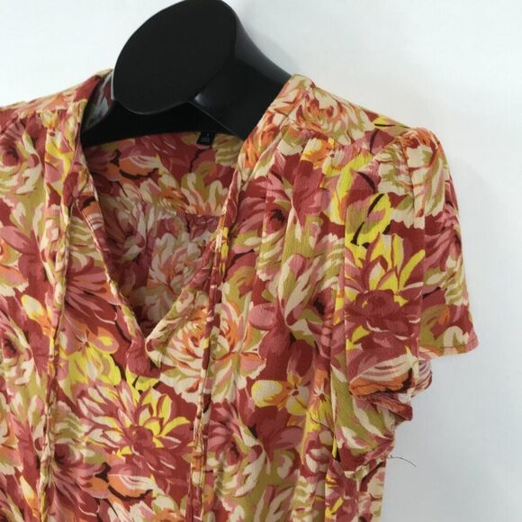 Torrid Floral Rayon Crepe Tie Flutter Sleeve Peasant Top Women's Plus Size 1/1X - Picture 3 of 11